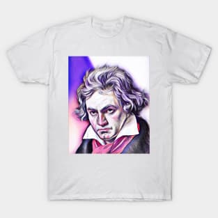 Ludwig van Beethoven Pink Portrait | Ludwig van Beethoven Artwork 7 T-Shirt